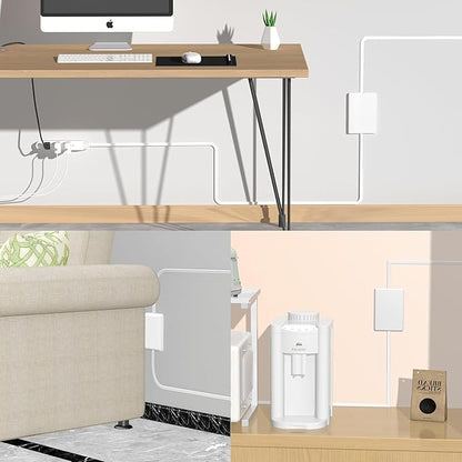 CABOCASA Dual 6FT Ultra-Thin Outlet Concealer, Universal Size Outlet Cover 6FT Twin Extension Cord with 3 Outlets Each Side, Ideal for Home Appliances on Opposite Sides