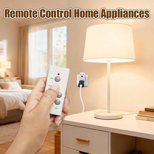 Remote Control Outlet, C-GLNKY Wireless Electrical Plug Switch for Lights, Lamps, Fans, 100ft RF Range,15A 1800W (1 Remote + 3 Outlet+1 Battery)