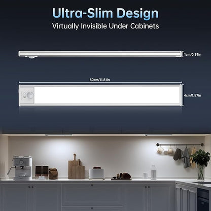 Under Cabinet Lighting,54 LED 1800mAh Rechargeable,Motion Sensor Light,3 Colors Dimmable,Magnetic Closet Lights,Indoor Night Lights for Kitchen Bedroom Stairs 5 Pack