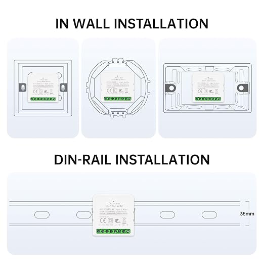 VEXA Smart WiFi Switch 16A, Neutral Wire Required, Bluetooth and WiFi with Alexa & Google Home, Energy Monitoring & Overload Protection for Lights, Fans, Water Heaters (AC 110-240V DC 24-30V)
