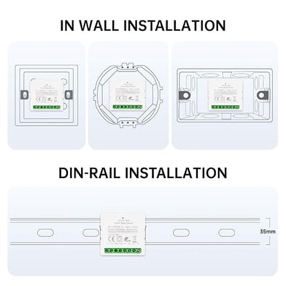 VEXA Smart WiFi Switch 16A, Neutral Wire Required, Bluetooth and WiFi with Alexa & Google Home, Energy Monitoring & Overload Protection for Lights, Fans, Water Heaters (AC 110-240V DC 24-30V)