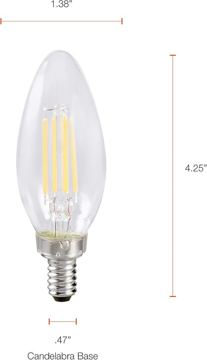 Sylvania ECO LED B10 Light Bulb, 60W = 3.5W, 7 Year, Dimmable, Candelabra Base, 450 Lumens, Clear, 5000K, Daylight – 18 Pack (41266)