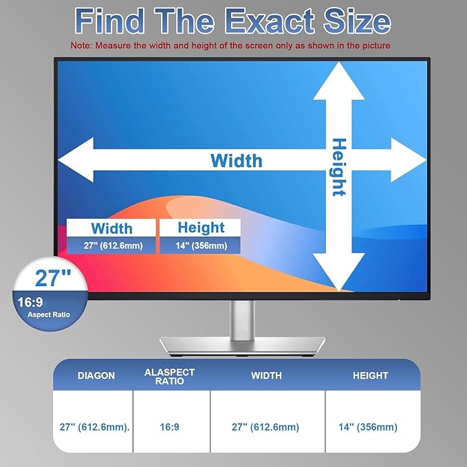 27 Inch 16:9 Privacy Screen Filter, Removable Anti-Spy Anti-Scratch Anti-Glare Blue Light Acylic Security Screen Protector for Desktop Monitor