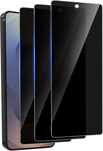 3 Pack Privacy Screen Protector for Samsung Galaxy S25 Plus Tempered Ultra-Thin Glass with 9H, Anti Scratch, Bubble Free [Support Fingerprint Unlock] Black