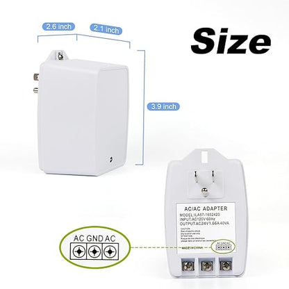 2 Pack 24V 40VA Transformer, Doorbell Transformer Plug into Outlet Compatible with Nest Ecobee Sensi Honeywell Door Bell Transformer and All Versions of Ring Doorbell Thermostat