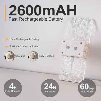 Motion Sensor Light Indoor, 4 Pack 2600 mAh Rechargeable Battery Operated Wall Sconce, 0-80LM Dimmable, 3 Color, Always-On And Dusk To Dawn Motion Mode, Wireless Led Night Light, Marble Color