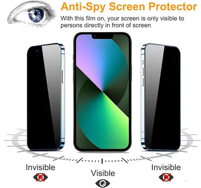 PEHAEL 3+3 Pack for iPhone 13 Mini Privacy Screen Protector with Camera Lens Protector Full Coverage Anti-Spy Tempered Glass Film 9H Hardness Easy Installation Bubble Free [5.4 inch]