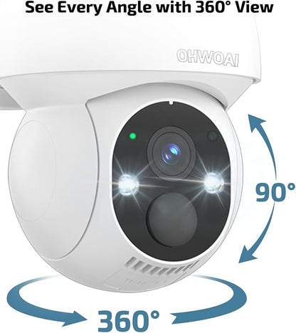 Outdoor Wireless Security Camera System, 4MP Solar Powered Battery Cameras
