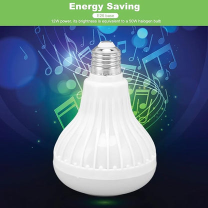 AYNEFY Music Bulb, Smart Music LED Bulb RGBW Color Changing LED Speaker Light E26 Base Remote Control with 12 Color Lights for Home Bar Bedroom Restaurant