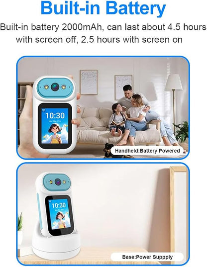 Video Calling Handheld Security Camera Indoor,Nanny Camera Baby Camera Pet Camera,2-Way Video Call 350°Pan Cameras for Home Security,Move Tracking,Alarm Push 1080P 2.8inch Screen,Night Vision