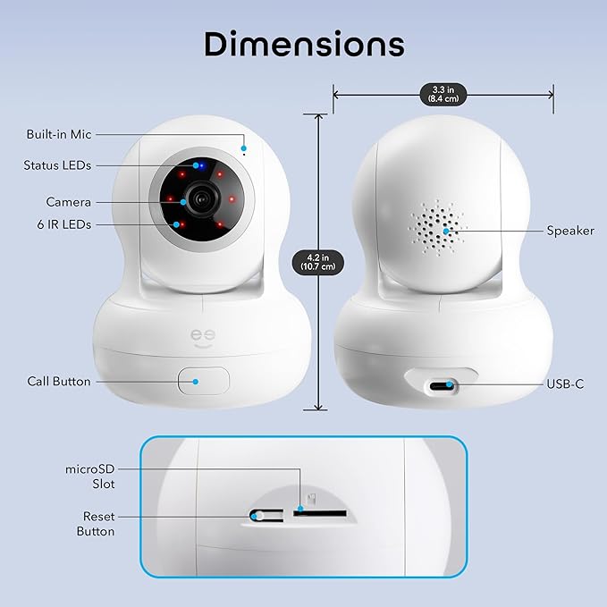 Geeni Sentinel Smart 2K Indoor Security Camera with Auto-Tracking – Dual-Band 2.4GHz & 5GHz WiFi, 2K HD Video, App & Voice Control, Motion Detection, White