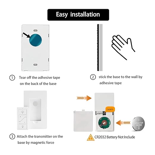 Humpptom Wireless Dimmer Light Switch and Receiver Compatible With Alexa - Smart Wall Switch for Ceiling Lights, Fans, Lamps