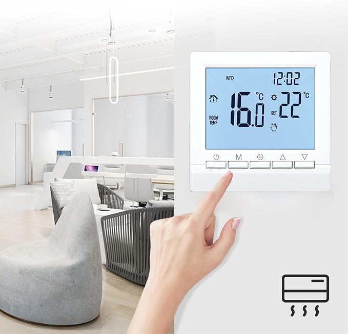 Flylin Week Programmable Thermostat, Digital LCD Display 0-95