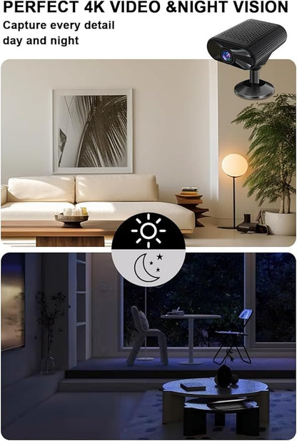 Mini Camera - 4K HD Wireless Small Camera - Tiny Indoor Security Cameras with Night Vision & Motion Detection, APP Control Nanny Cam for Home, Office, Baby, Pet, Miniguard Cam ( 2.4G & 5GHz WiFi )