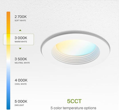 ASD 4 Inch Retrofit LED Recessed Light - 10W 2700K-5000K 849LM Retrofit LED Recessed Lighting 4 Inch, Dimmable Recessed Lights, Wet Rated Baffle Trim Can Lights, ETL, Energy Star