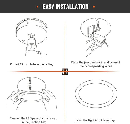 6 Pack Recessed Lighting 4 Inch with Junction Box, 5CCT 4 Inch Black LED Recessed Lights Dimmable 2700K/3000K/4000K/5000K/6000K, 9W 700lm Ultra Thin Recessed Lighting - ETL and Energy Star Certified
