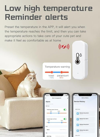 Zigbee Temperature and Humidity Sensor, Smart Home Multi-Room Group Control, Compatible with Zigbee 3.0 Hub, 2 Pack