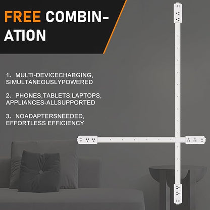 Outlet Extender Stick - Features 2 USB-A, USB-C and 2 AC Outlets, Adjustable Disassembly Extends 6"-35", 360° Access Hard-to-Reach Outlets, Wall Plug Power Socket Expander Nightstands, Sofa, Desks