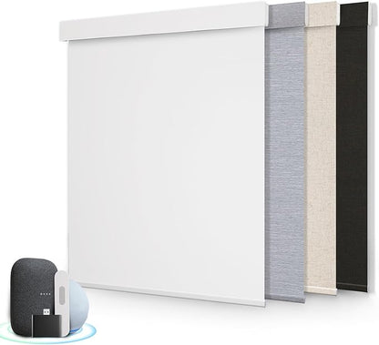 Motorized Blinds for Windows - Hapadif Roller Window Shades with Remote, No-Drill Installation, Cordless Automatic Blackout Electric Blinds, Adjustable Height, Easy to Use (White, 34 x 72)
