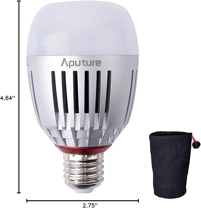 Aputure Accent B7C Smart Led Light Bulbs,1 Pack,7W RGBWW,2000k-10000k Bi Color,CCT/HSI/FX Mode,App Control Built-in Battery, E26/E27 Socket