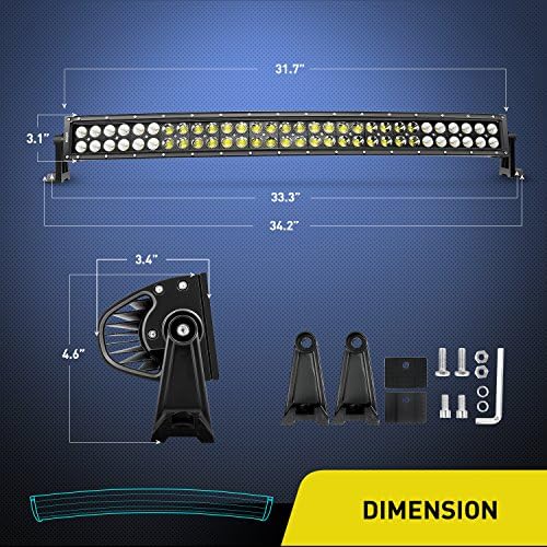 Nilight - 71013C-A 32" 180W Spot Flood Combo High Power LED Driving Lamp LED Light Bar Off Road Fog Driving Work Lights for SUV Boat Jeep Lamp,2 Years Warranty