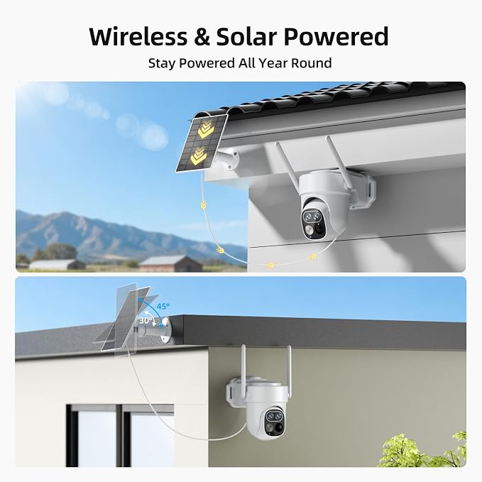 Security Cameras Wireless Outdoor, 2K HD Solar Powered Wifi Camera Outdoor
