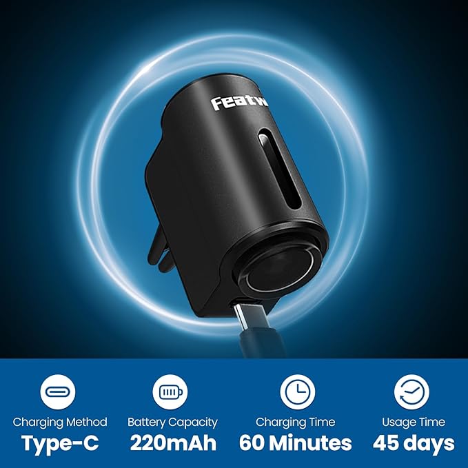 Featwell Car Air Freshener, Three Adjustable Modes Intelligent Car Aroma Diffuser, Rechargeable Car Aroma Diffuser, Black