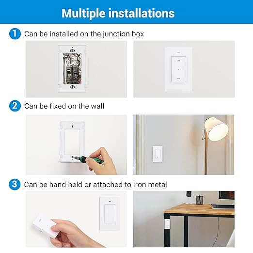 DEWENWILS Remote Control Outlet, Wireless Light Switch with 2 Side Outlets, 100 FT Range Remote Outlet Switch for Lamps, Fans, Household Appliance, No Wiring, 15A/1875W, Compact Design, Programmable