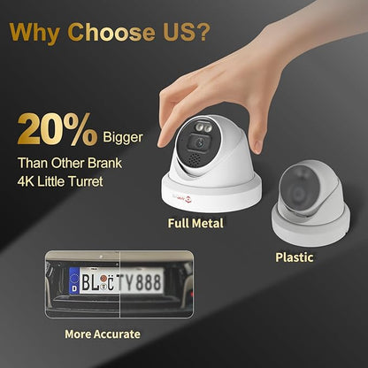 Anpviz UltraHD 4K IP Turret PoE Camera Outdoor, Two Way Audio Security Camera, Smart Dual Light Color Night Vision & AI Human Motion Detection, MicroSD Recording (512GB), Full Metal IP66, NDAA