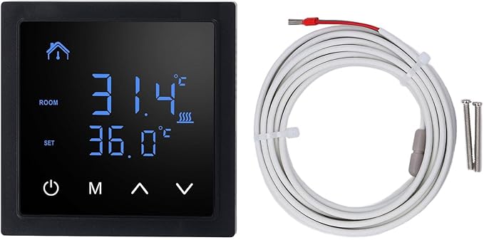 Smart Home Floor Heating Thermostat 16A AC85-250V Electric Heating Easy Installation Accurate Temperature Control (Black)