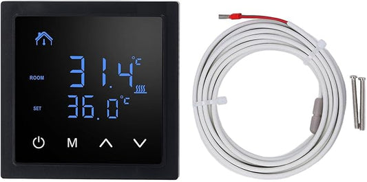 Smart Home Floor Heating Thermostat 16A AC85-250V Electric Heating Easy Installation Accurate Temperature Control (Black)
