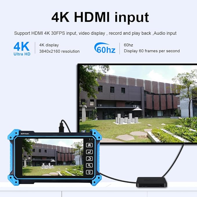 EVERSECU CCTV IP Camera Tester Monitor with Cable Tracer, 8MP AHD CVI TVI CVBS IP Camera Test 4K HD Display Video Monitor 5inch IPS Touch Screen IPC Tester with POE PTZ WiFi RS485 HDMI & VGA Input