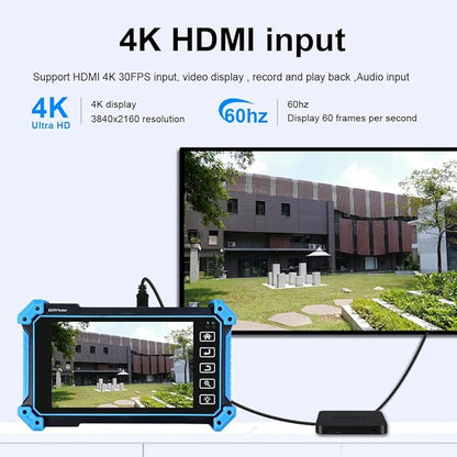 EVERSECU CCTV IP Camera Tester Monitor with Cable Tracer, 8MP AHD CVI TVI CVBS IP Camera Test 4K HD Display Video Monitor 5inch IPS Touch Screen IPC Tester with POE PTZ WiFi RS485 HDMI & VGA Input