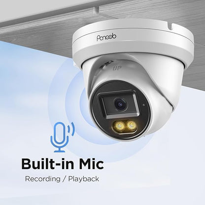 5MP PoE IP Dome Camera Outdoor, Wired Home Indoor Security Turret Camera, 2.8mm Lens 110° Wide Angle, Built-in Mic, AI Person Detection, Smart Color Night Vision, 24/7 Recording, PD93BA1-5MD