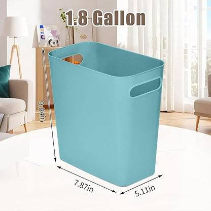 Versatile 1.8 Gallon Plastic Trash Can - The Compact Bin for Bathroom, Kitchen, or Home Office - Green
