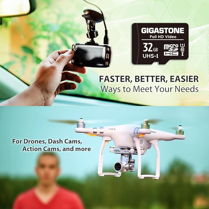 GIGASTONE 32GB Micro SD Card 5-Pack, Full HD Video, Surveillance Security Cam Action Camera Drone, 90MB/s Micro SDHC UHS-I U1 C10 Class 10