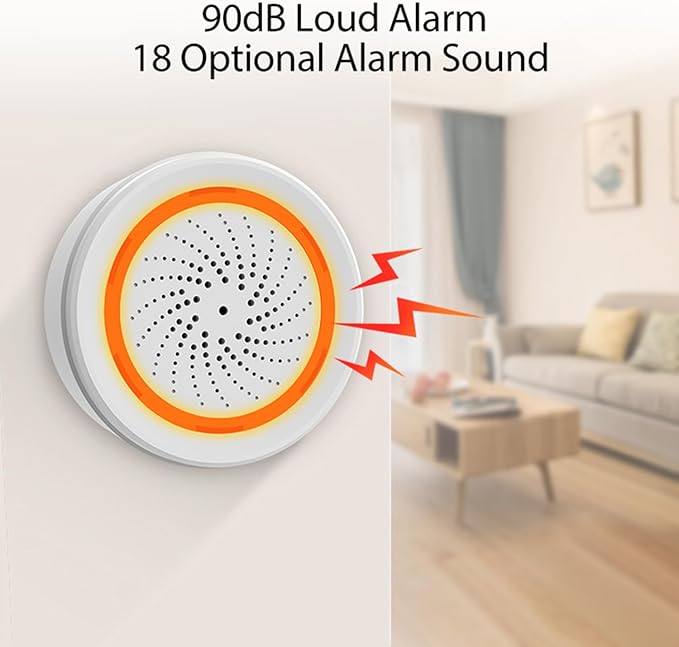 Zigbee Smart Siren Alarm: Wireless Alarm for Security & Automation, App Control, Strobe Flash 100dB Siren, Tuya Zigbee Hub Required, Compatible with Alexa & Google Home