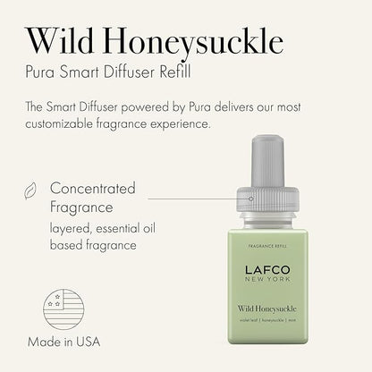 LAFCO New York Pura Smart Device Refill, Wild Honeysuckle - Pack of 2 - Each Vial Delivers Up to 2 Weeks of Fragrance Life - Made in the USA