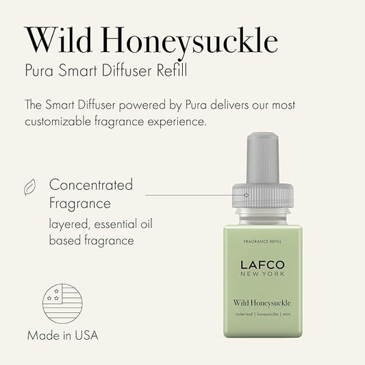 LAFCO New York Pura Smart Device Refill, Wild Honeysuckle - Pack of 2 - Each Vial Delivers Up to 2 Weeks of Fragrance Life - Made in the USA