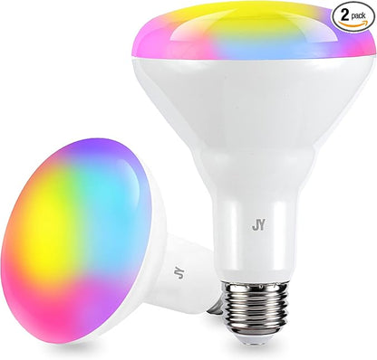 eyely BLA2001A Smart BR30 Dimmable Light Bulb, Color Changing LED, No Hub Required, WiFi Remote App Control, Alexa, Google Home Assistant Compatible, Set of 2