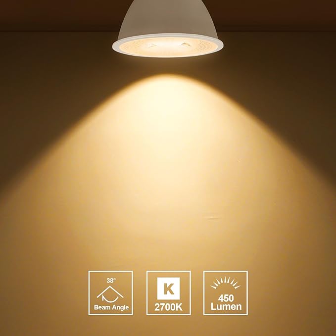 GEPLAD 12 Pack MR16 LED Bulb 50W Halogen Equivalent, 5W 2700K Warm White, 450 Lumens,GU5.3 Bi-Pin Base, 38 Degree Spot Lighting for Indoor/Outdoor Landscape Track Bulbs-Not Dimmable AC/DC 12V