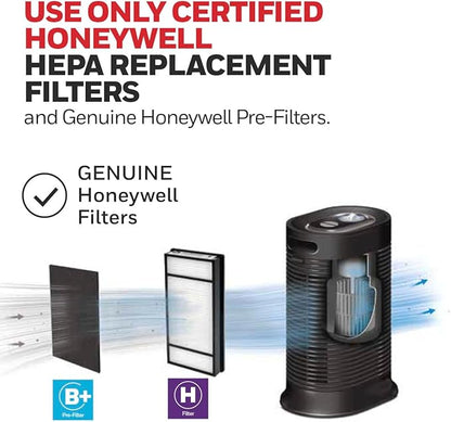 Honeywell HPA060 HEPA Tower Air Purifier, Airborne Allergen Reducer for Small Rooms (75 sq ft), Black - Wildlfire/Smoke, Pollen, Pet Dander, and Dust Air Purifier