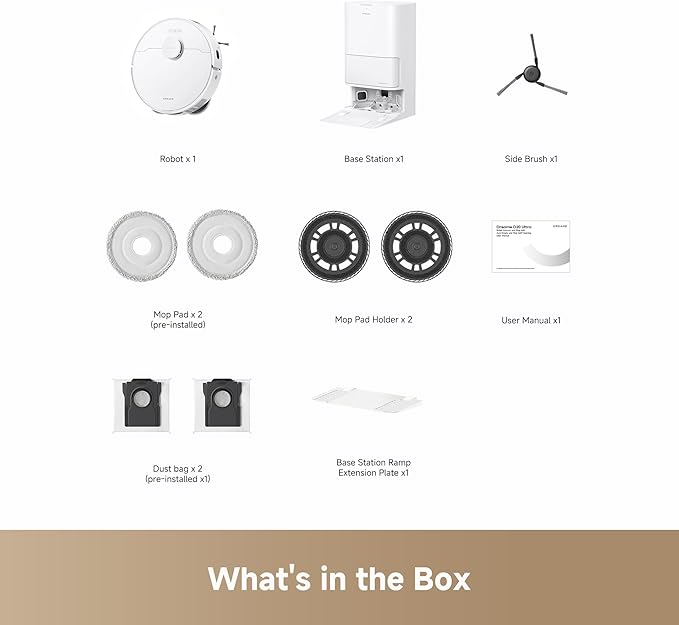 DREAME Govac 401 Robot Vacuum and Mop Combo, 100 Days Self-Emptying Robotic Vacuum, 15,000Pa Suction, Auto Mop Wash & Heat Dry, 10.5mm Auto-Lift Robot Vacuum Cleaner for Pet Hair/Carpet/Hard Floor