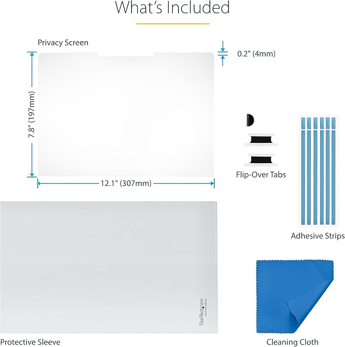 StarTech.com 14-inch 16:10 Flip-Over Privacy Screen with Touch, Laptop Security Shield, Anti-Glare Blue Light Filter
