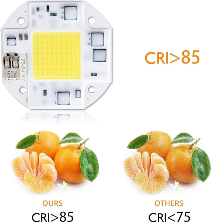 Indoor Lighting COB LED Lamp 20W 30W 50W Diode Array Matrix Chip Light Bulb 100V-240V Smart IC High Lumen Flicker-Free Heat Dissipation (Color : OneColor, Size : 50W)
