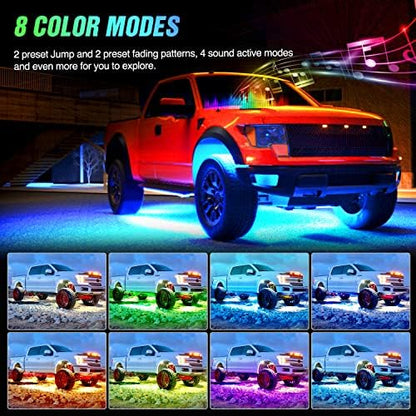 Nilight 6PCS RGB LED Underglow Lights Strip with APP & Remote Control
