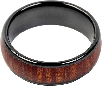 RFID Rewritable T5577 125Khz Imitation Wood Grain Access Control Card Electronic Safety Lock Key Ceramic Ring for Men and Women (Programmed 125khz-21mm)