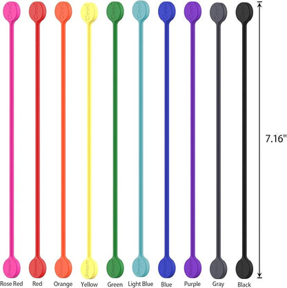 SMART&COOL Reusable Silicone Magnetic Cable Ties, Blue, 10-Pack | For Bundling and Organizing, Holding Stuff, Book Markers, Fridge Magnets