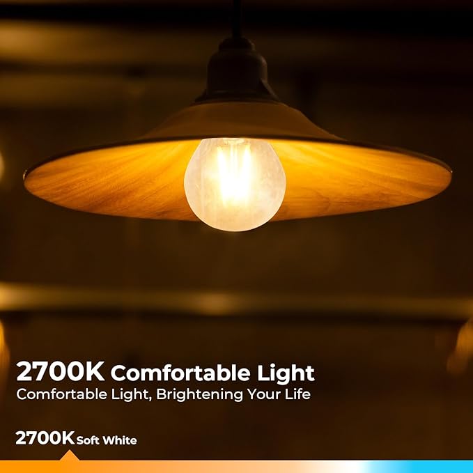 GvvooHome E26 G16.5 Edison LED Bulb, Dimmable 6W 60W Equivalent, 2700K Warm White, Round Globe Bulbs for Chandeliers, Ceiling Fan, Vanity & Pendant Lights, 90+ CRI, 600LM, 6 Pack