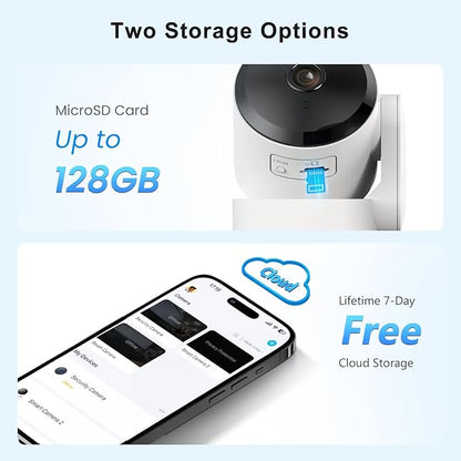 AMOROM 2 Pack 2K Indoor Security Camera Wireless, 360° Pan-Tilt Wi-Fi Pet/Baby Monitor with AI Motion Detection, Night Vision, Phone App, Cloud & SD Storage (5G/2.4G Hz)